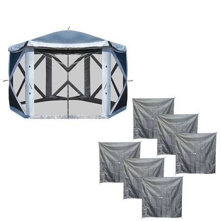 Buffalo Outdoors Screened Pop Up Shade Tent with Solid Sides -11 ft. x 11 ft. PUT11KIT